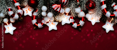 Christmas and New Year holidays background with ornaments