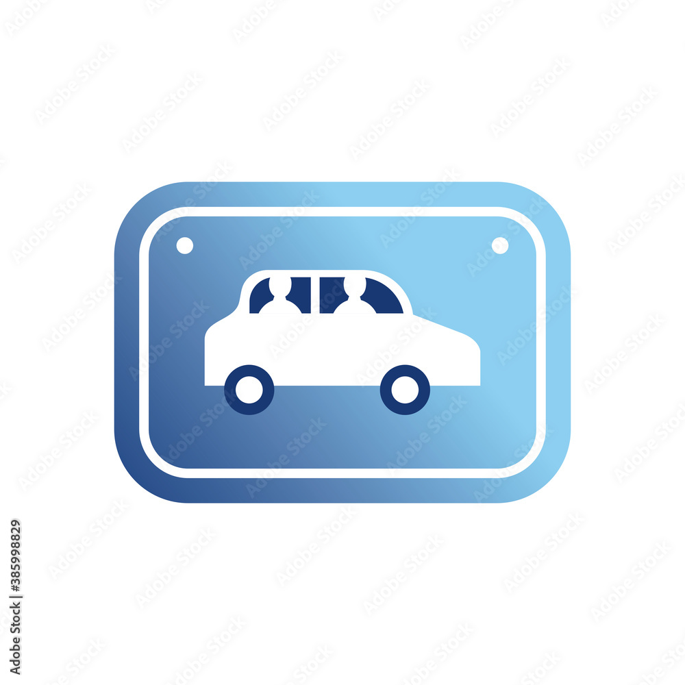 car in road sign gradient style icon vector design