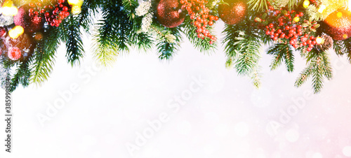 Christmas and New Year s holiday background with copy space   Christmas border