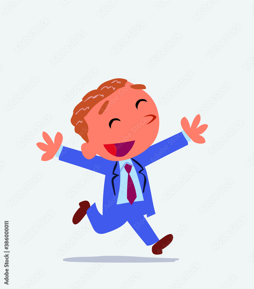 cartoon character of businessman running euphoric. cartoon character of businessman running euphoric.