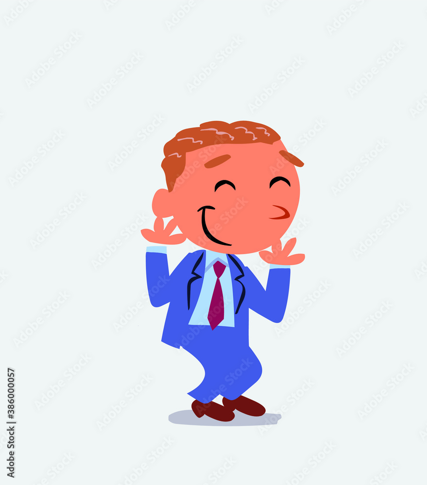 cartoon character of businessman shrinks somewhat shy. cartoon character of businessman shrinks somewhat shy.