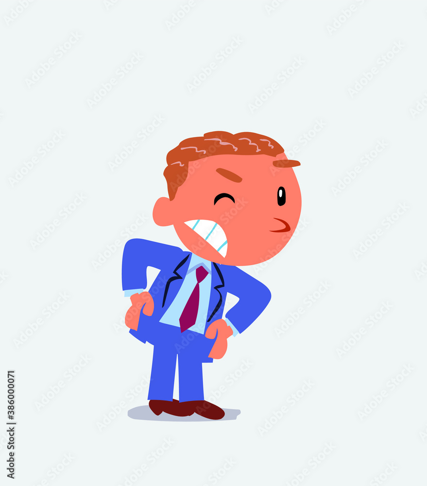 cartoon character of businessman suspecting something wrong.