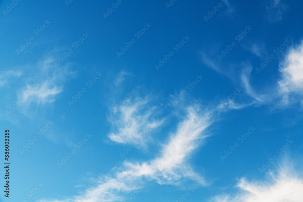 Beautiful blue sky and white clouds. Nature background.
