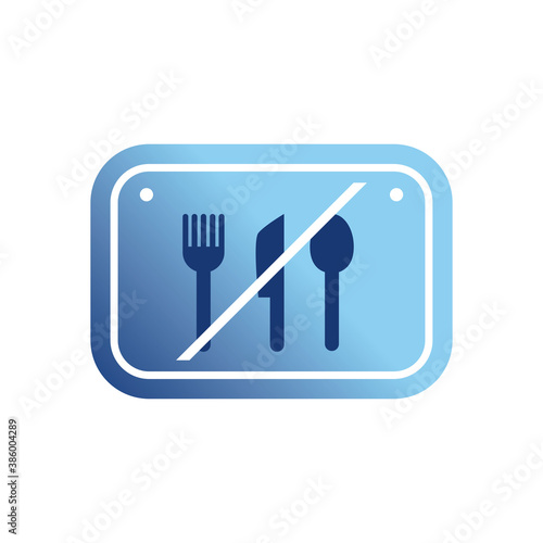 no restaurant in road sign gradient style icon vector design