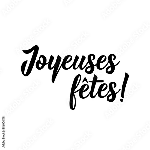 Happy Holidays - in French language. Lettering. Ink illustration. Modern brush calligraphy.