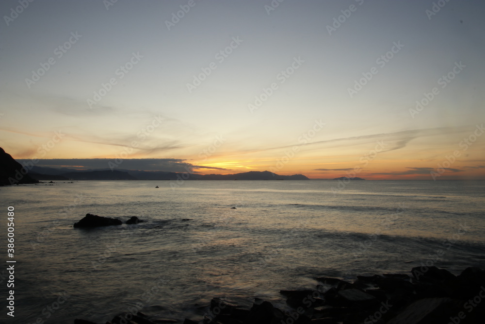 Sunset at the shore of Basque Country