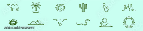 set of desert cartoon icon design template with various models. vector illustration isolated on blue background