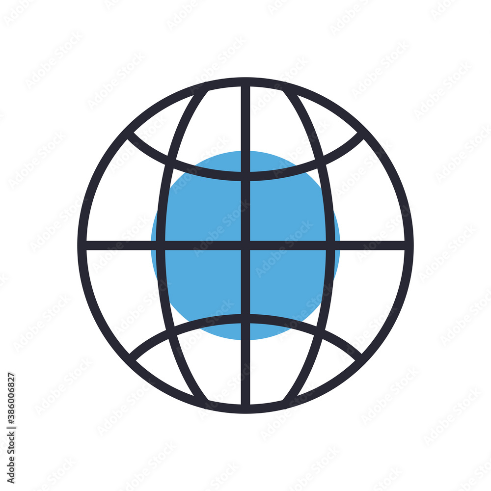 Global sphere line and fill style icon vector design Global sphere line and fill style icon vector design