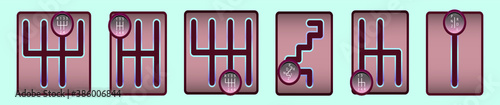 Set of gearbox cartoon icon design template with various models. vector illustration isolated on blue background