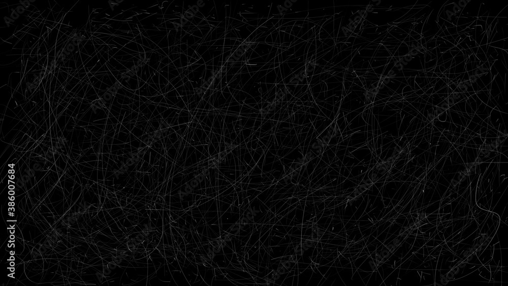 White scratches on a black background. Scuffed texture for an antiqued effect. Mechanical damage. Stock digital illustration.
