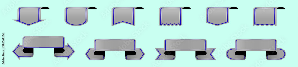 set of ribbon and banner cartoon icon design template with various models. vector illustration isolated on blue background set of ribbon and banner cartoon icon design template with various models. vector illustration isolated on blue background
