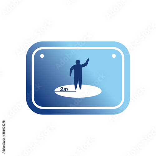 social distance in road sign gradient style icon vector design