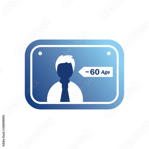 man under 60 years old in road sign gradient style icon vector design