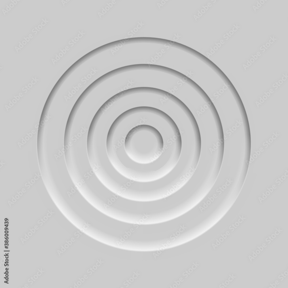 Neomorphism style. 3d effect. Volumetric repeating gray circles in one another. Shadows. Neomorphism style. 3d effect. Volumetric repeating gray circles in one another. Shadows.