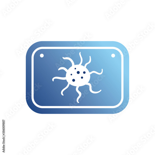 covid 19 virus in road sign gradient style icon vector design