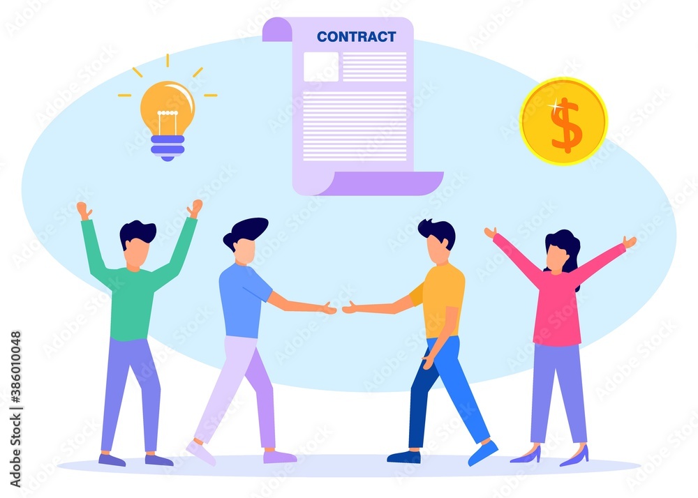 Illustration vector graphic cartoon character of business contract Illustration vector graphic cartoon character of business contract