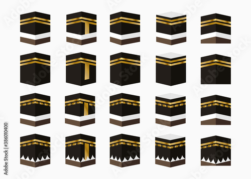 Kaaba meca design collection with Several different corners and covers of the Kaaba for icons, Islamic banners, Islamic covers, Islamic backgrounds, Islamic business