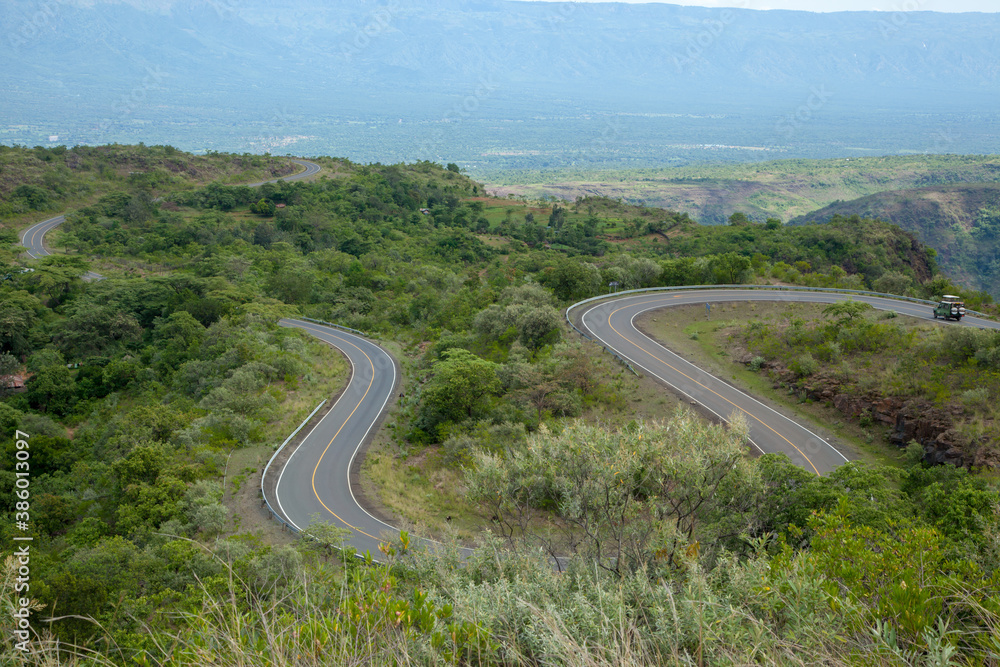 Highway in the valleys at Kenya