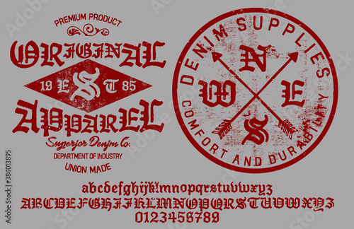 Vector illustration on the theme of denim, raw and jeans in New York City.