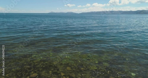Peaceful big lake with mountains