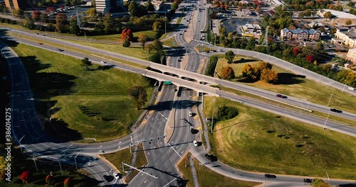 Circling around Diverging Diamond Interchange on Harrodsburg road in Lexington, KY USA photo