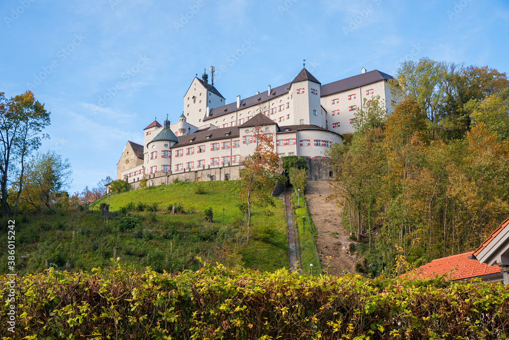 Hohenaschau castle in autumn, tourist resort Chiemgau, upper bavaria