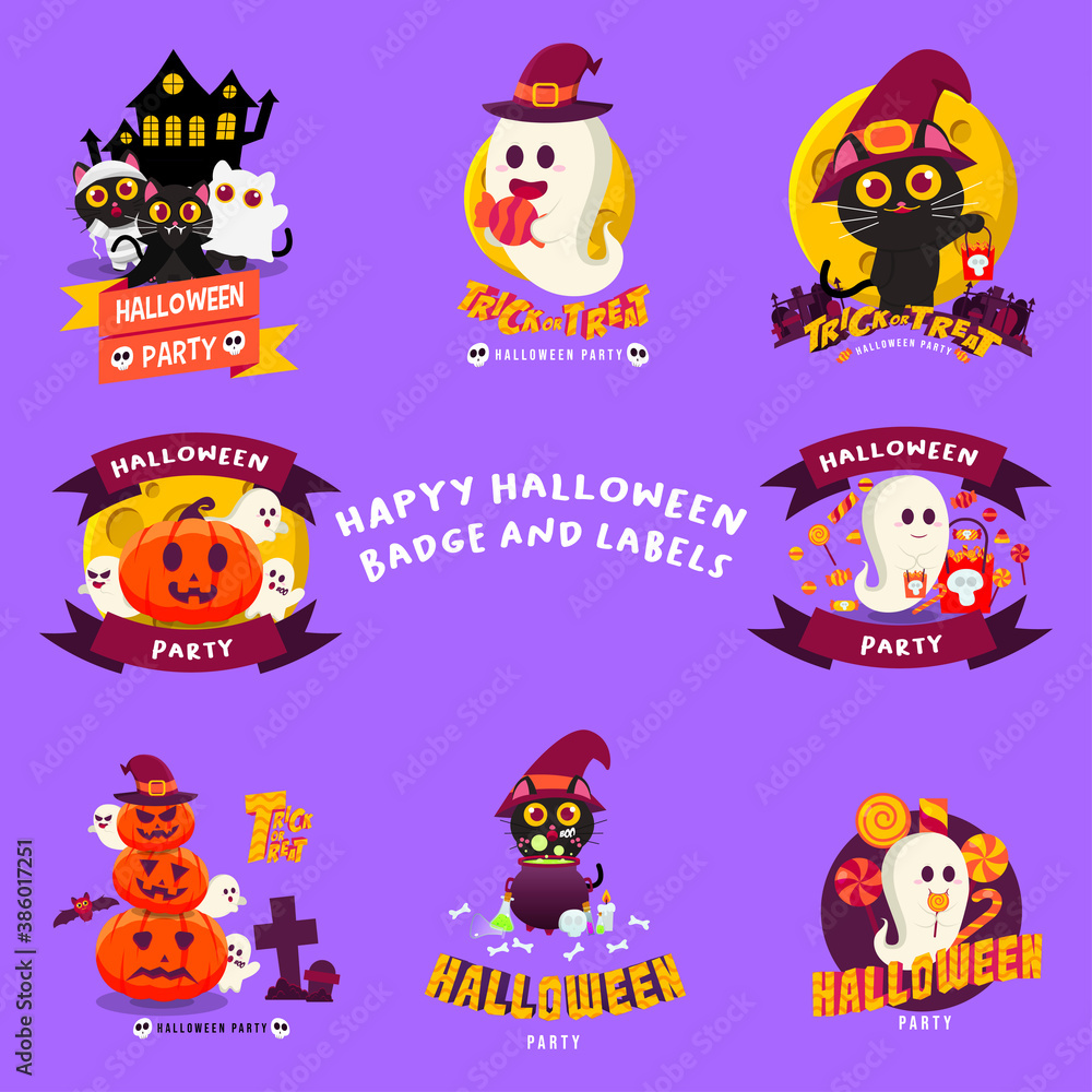 Set Of Halloween Party Poster Illustration Flat Design Set Of Halloween Party Poster Illustration Flat Design