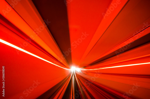 Motion blur of automatic train moving inside tunnel in Kuala Lumpur, Malaysia