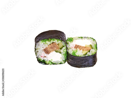 Sushi rolls asian food isolated on white