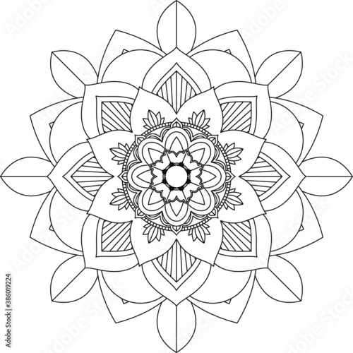 Easy Mandala coloring book simple and basic for beginners  seniors and children. Set of Mehndi flower pattern for Henna drawing and tattoo. Decoration in ethnic oriental  Indian style.