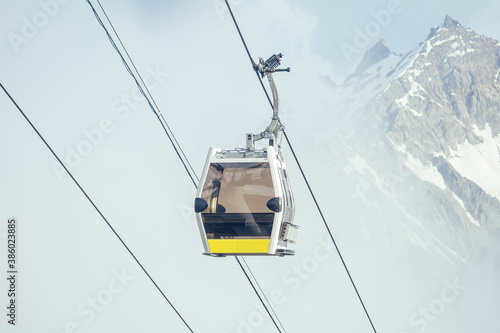 amazing beautiful view in Elbrus on the background of the cable car