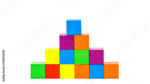 Children's toys are made up of various rectangular wooden blocks.