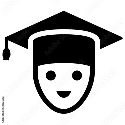 
Male avatar wearing mortarboard on her head depicting graduate person
