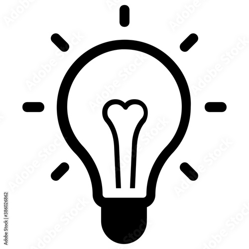 
Dome shaped glass emitting light denoting light bulb icon 
