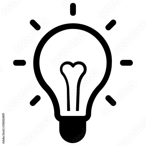 
Dome shaped glass emitting light denoting light bulb icon 
