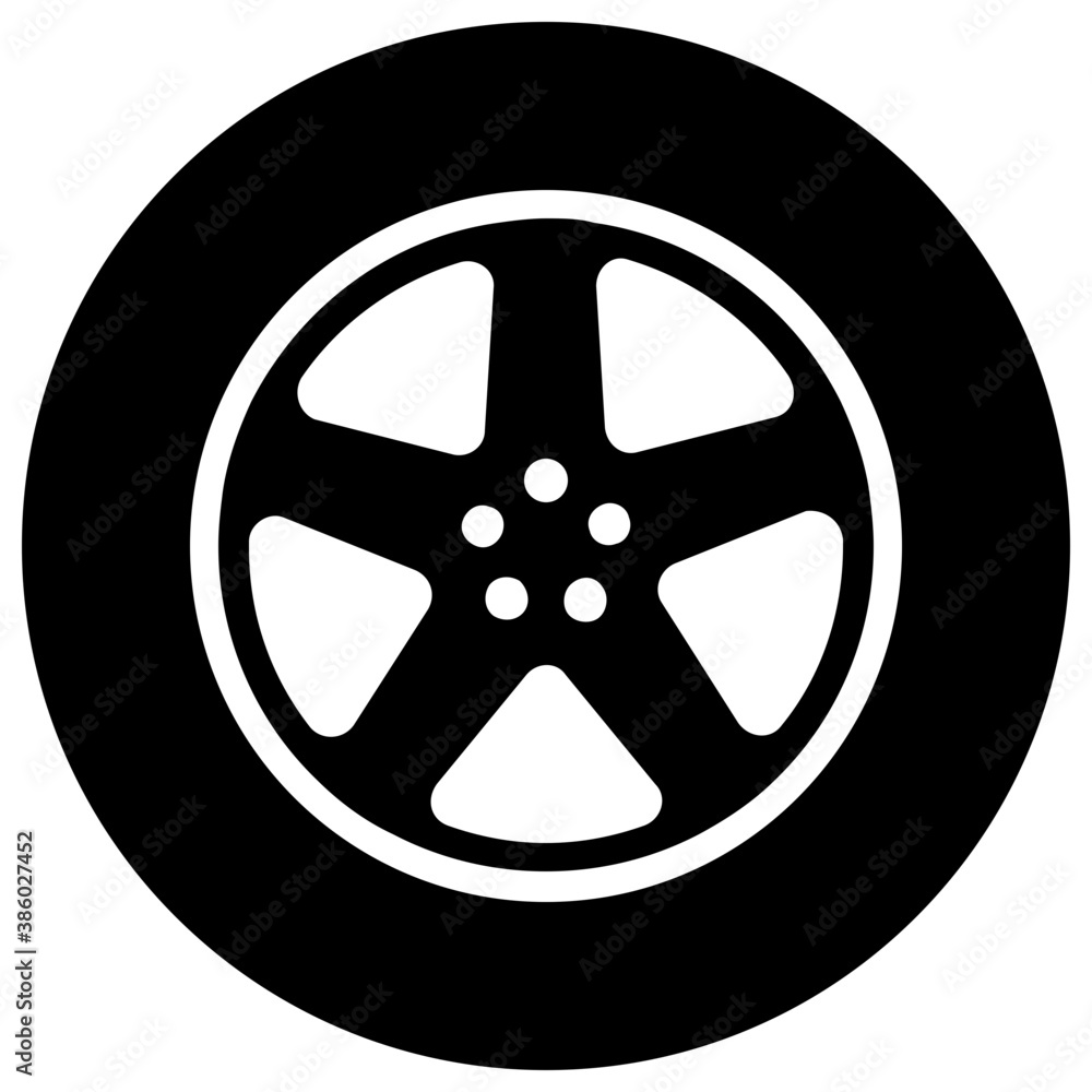 Obraz premium Round circle with floral pattern denoting car wheel icon 
