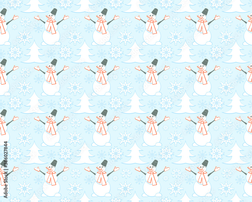 seamless pattern with happy snowman seamless pattern with happy snowman