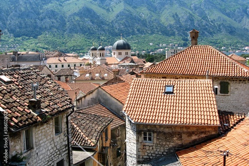 roofs of houses in old town of Kotor 