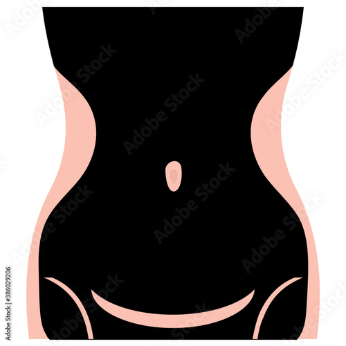 
Front side of human body showing a shaped abdomen graphic 
