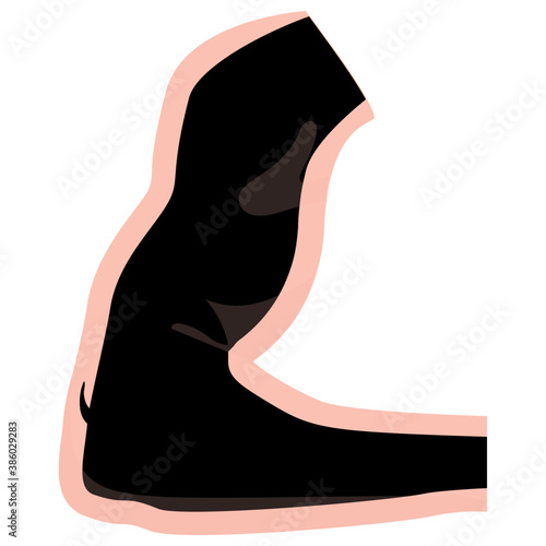 
An elbow gesturing the icon of biceps 
