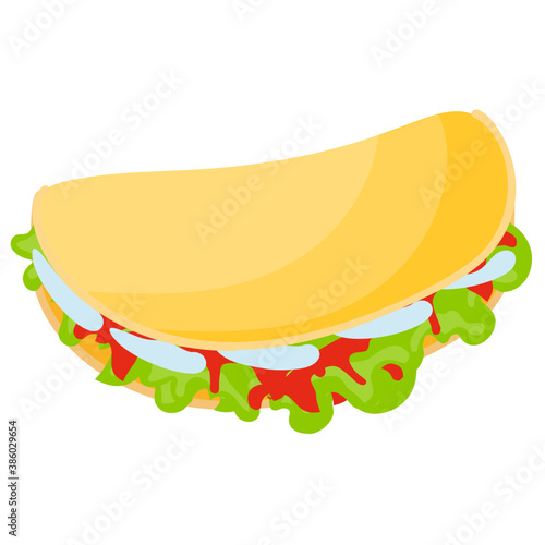 
Traditional Mexican tortilla wrap with meat and vegetables
