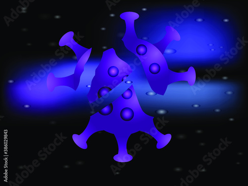 banner about coronavirus to inform and warn about the spread of the disease. 3D model of a bacterial virus