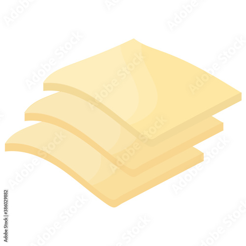 Top view of square shaped cheese slices 