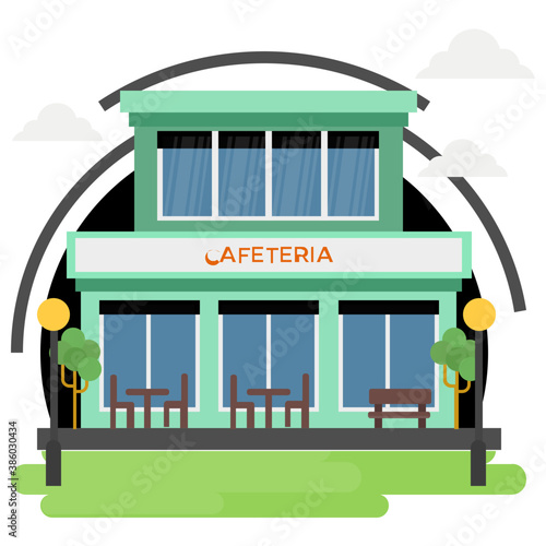 
Icon concept of modern city cafe building facade
