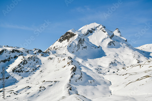 Majestic Hirelini peak covered by snow as seen from Grindelwld First above Grindelwald