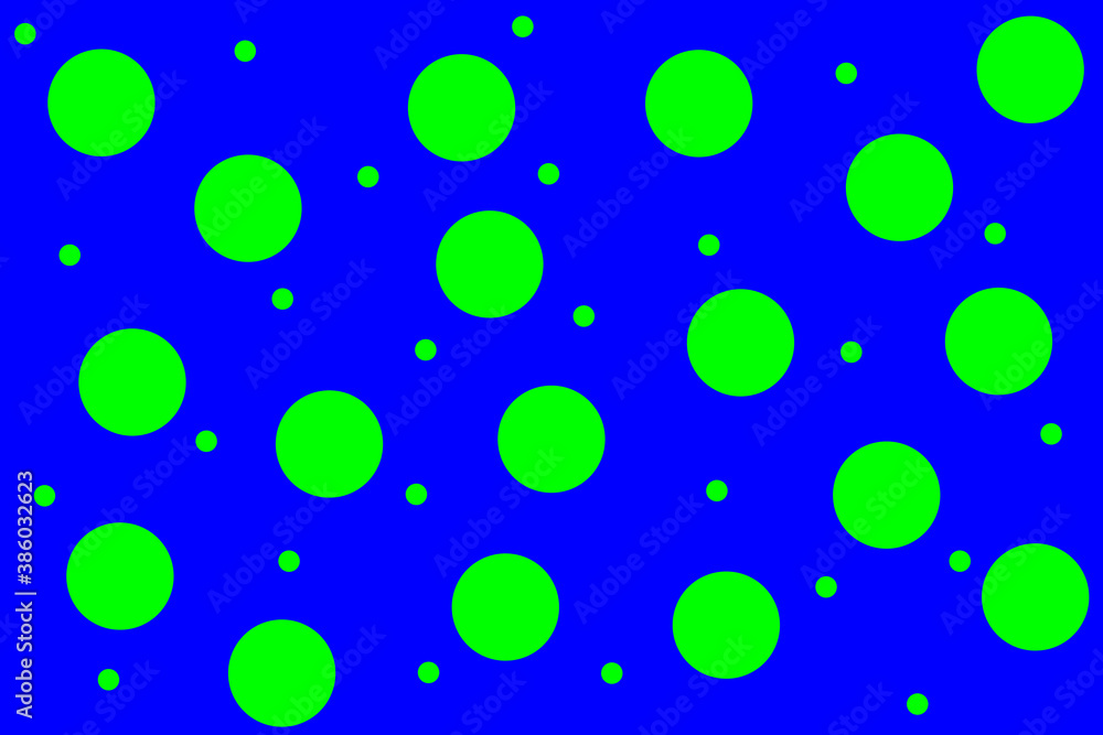 Verschieden große grüne Punkte vor blauem Hintergrund.