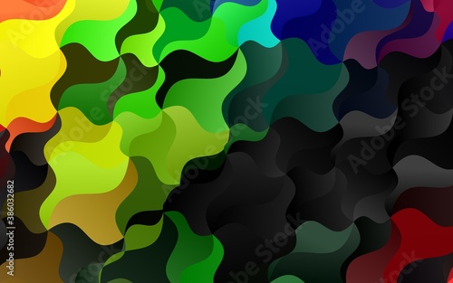 Dark Multicolor, Rainbow vector background with lava shapes.