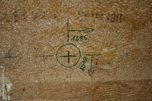 measurements on wooden wall