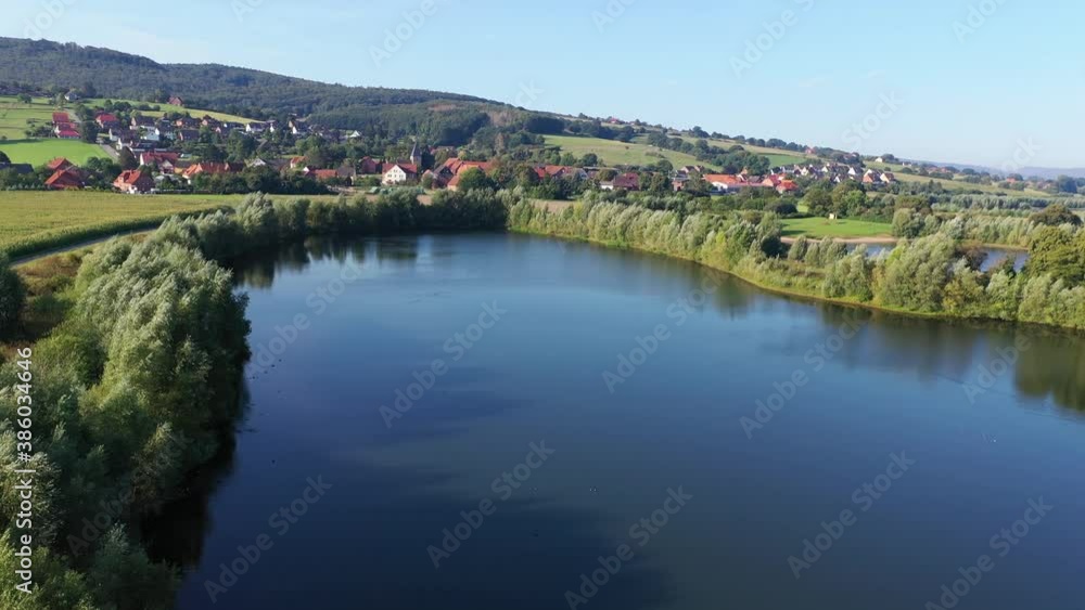 Drone flight over lake, Germany Drone flight over lake, Germany