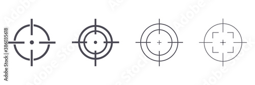 Target destination icon set. Aim sniper shoot group. Focus cursor bull eye mark collection. Vector isolated on white photo